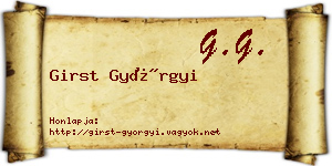 Girst Györgyi névjegykártya